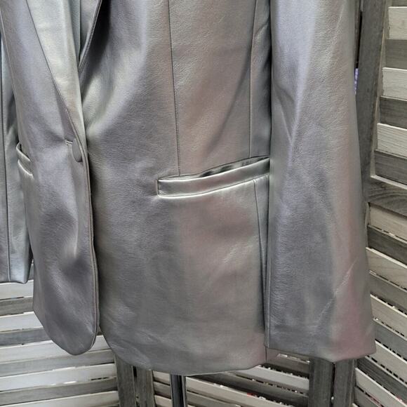 Women's Button Up Faux Leather Blazer Jacket | a new day | X Small - Picture 3 of 12